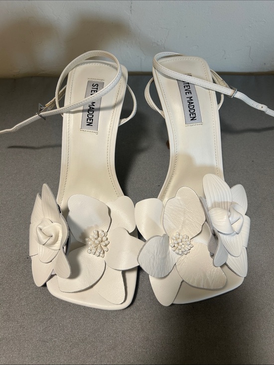 Steve Madden Shoes - Steve Madden White Floral Open-Toe Ankle-Strap Heels- Amani sandal